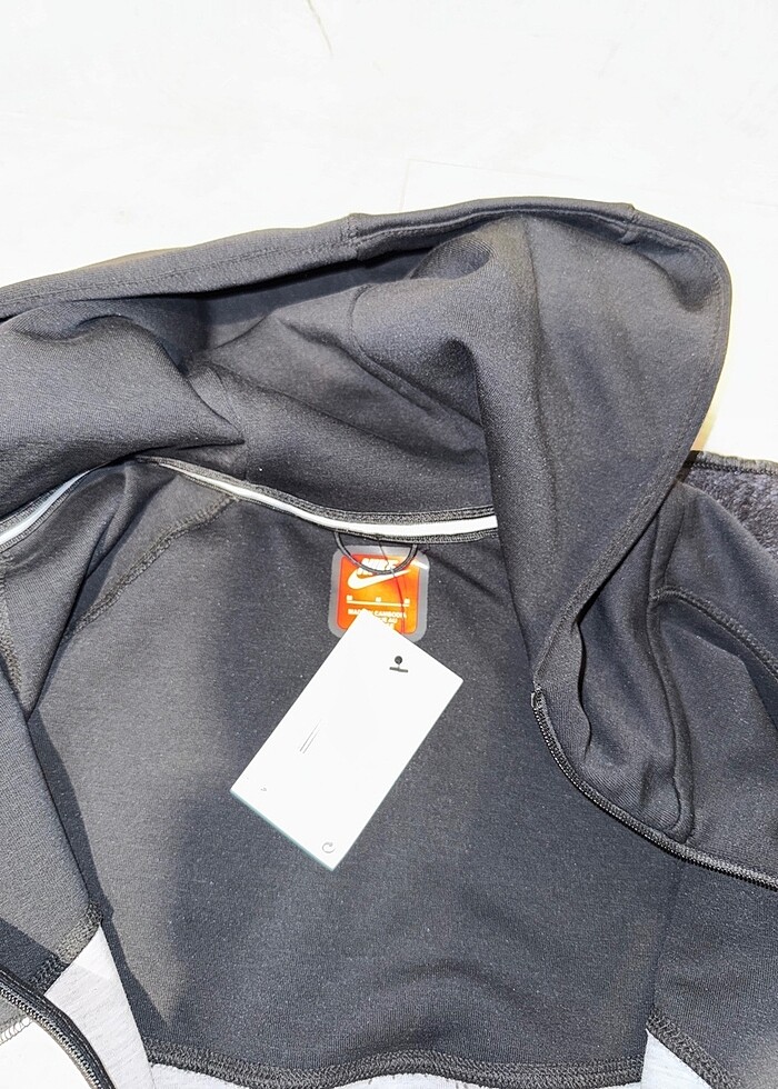 nike tech fleece üst gri orjinal - Görsel 3