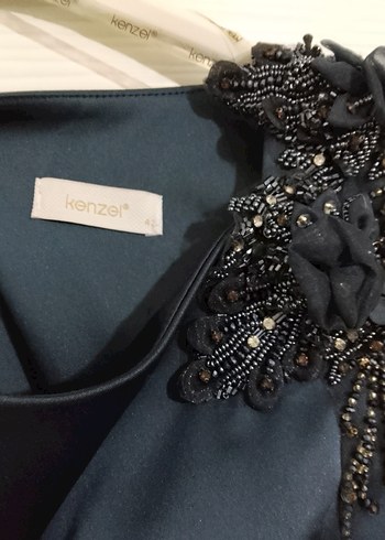 Nakış Detaylı Lacivert Uzun Abiye Elbise - Görsel 3