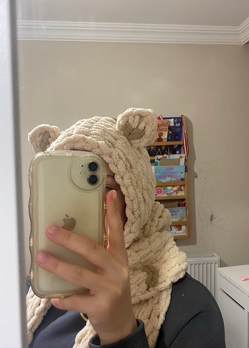 Bej Örgü Çocuk Bere ve Atkı Seti - Görsel 3