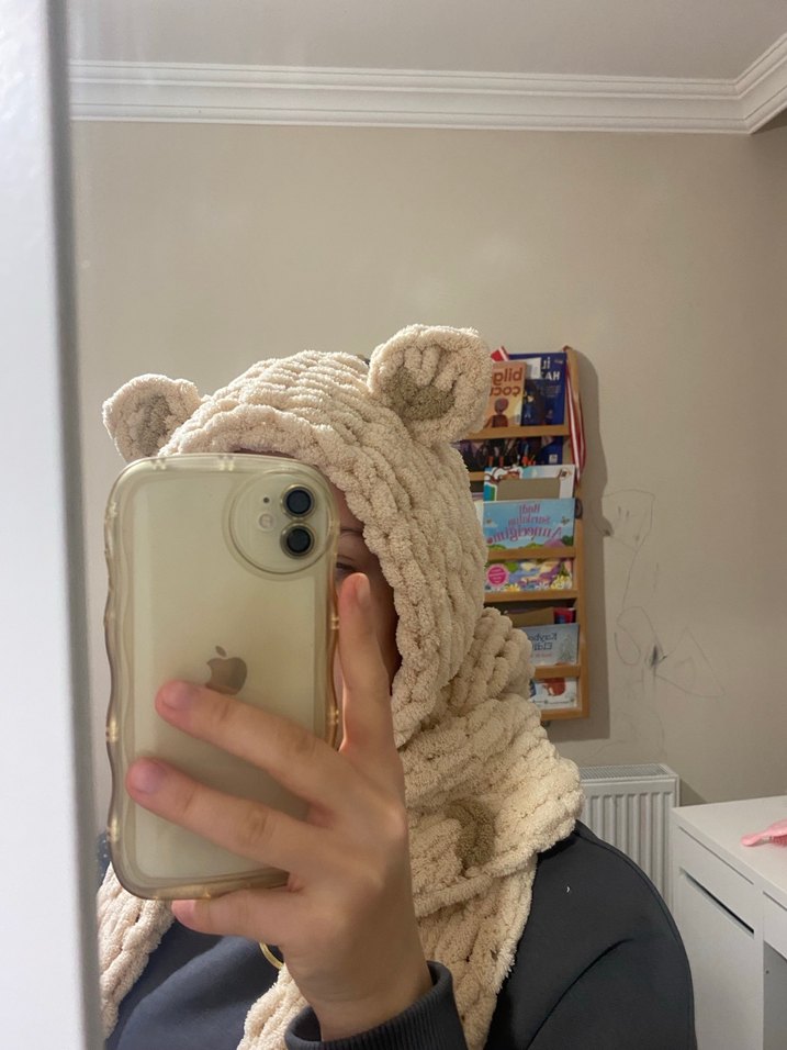 Bej Örgü Çocuk Bere ve Atkı Seti - Görsel 3