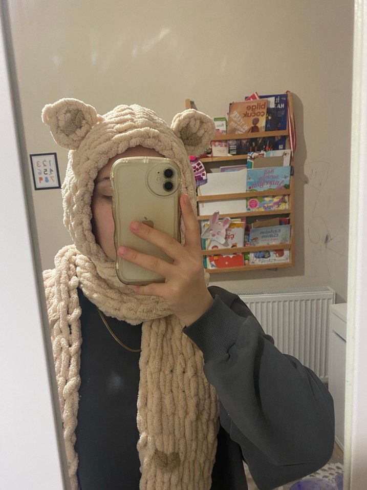 Bej Örgü Çocuk Bere ve Atkı Seti - Görsel 2