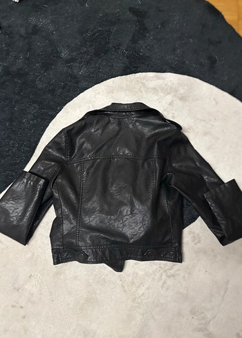 Suni siyah Deri Biker Ceket Kadın Mavi - Görsel 6