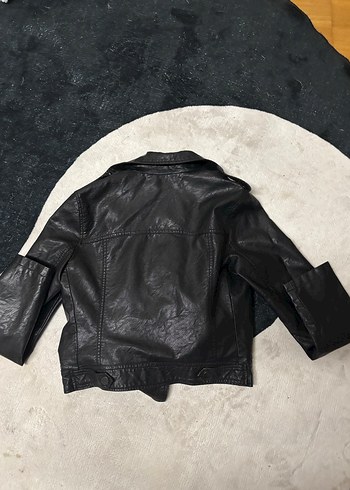 Suni siyah Deri Biker Ceket Kadın Mavi - Görsel 7