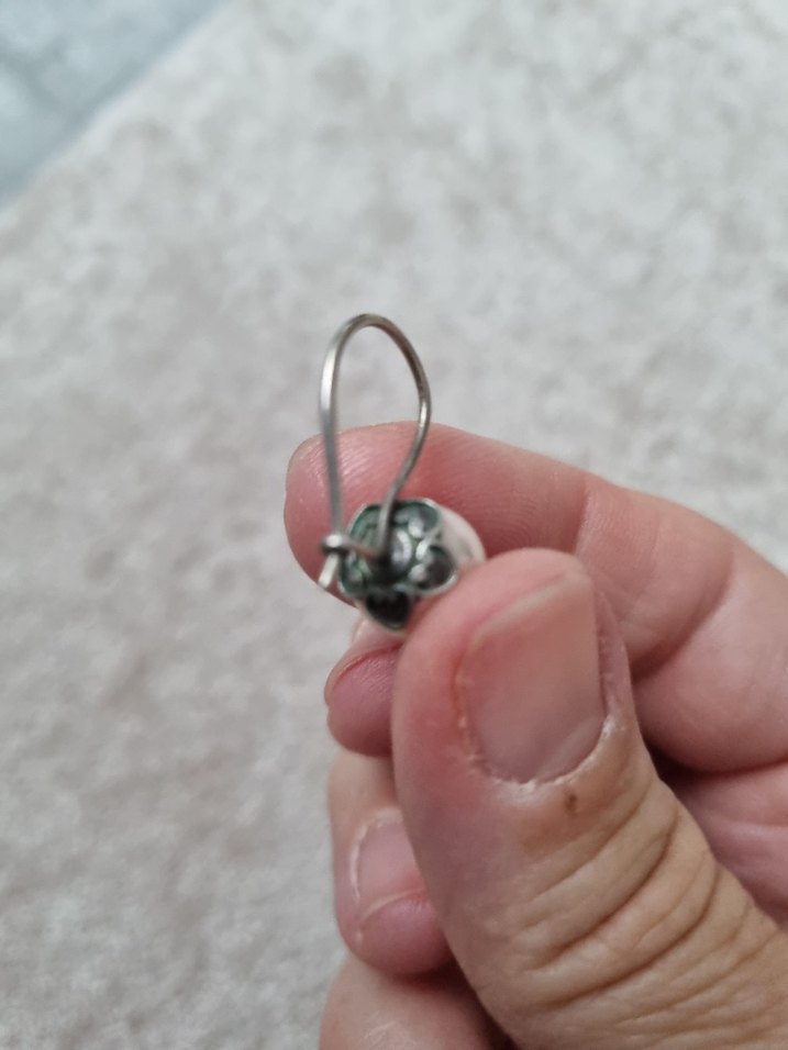 Açık pembe renk incili gümüş  küpeler - Görsel 3