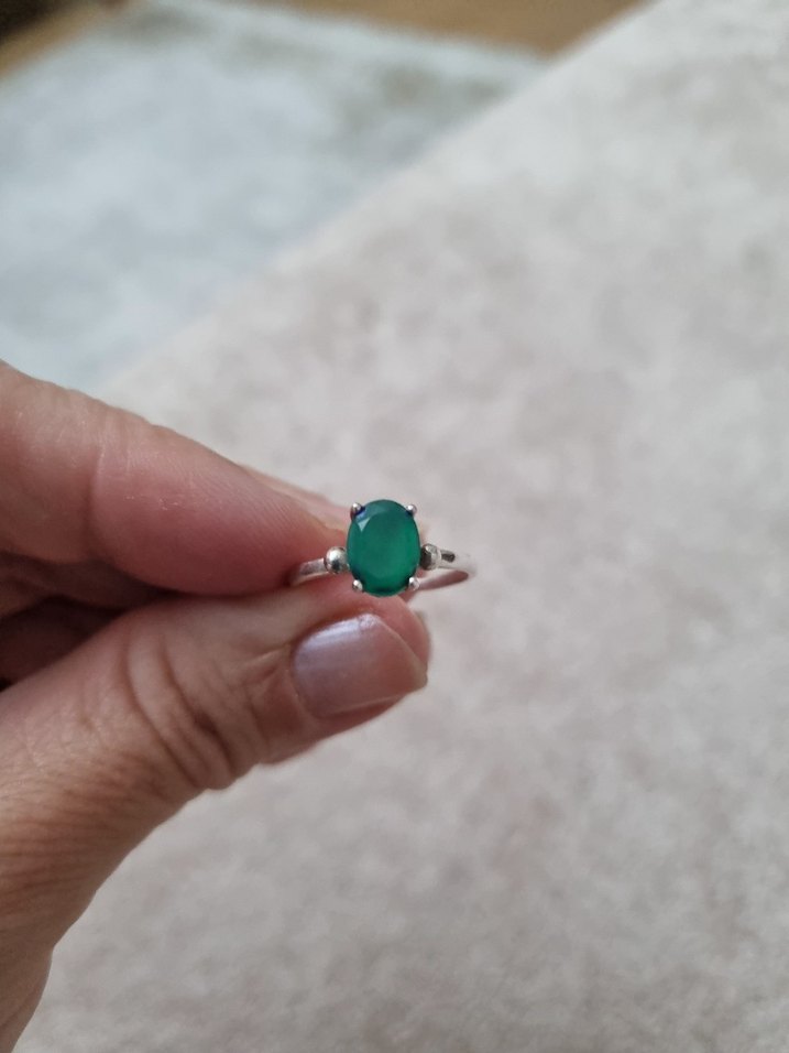 Yeşil aventurin taşlı doğaltaş gümüş Yüzük - Görsel 4