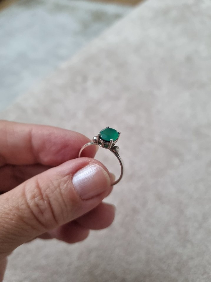 Yeşil aventurin taşlı doğaltaş gümüş Yüzük - Görsel 3