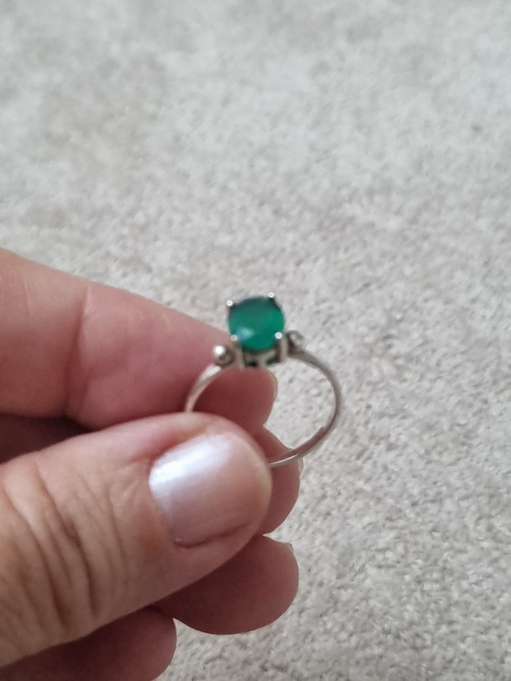 Yeşil aventurin taşlı doğaltaş gümüş Yüzük - Görsel 2