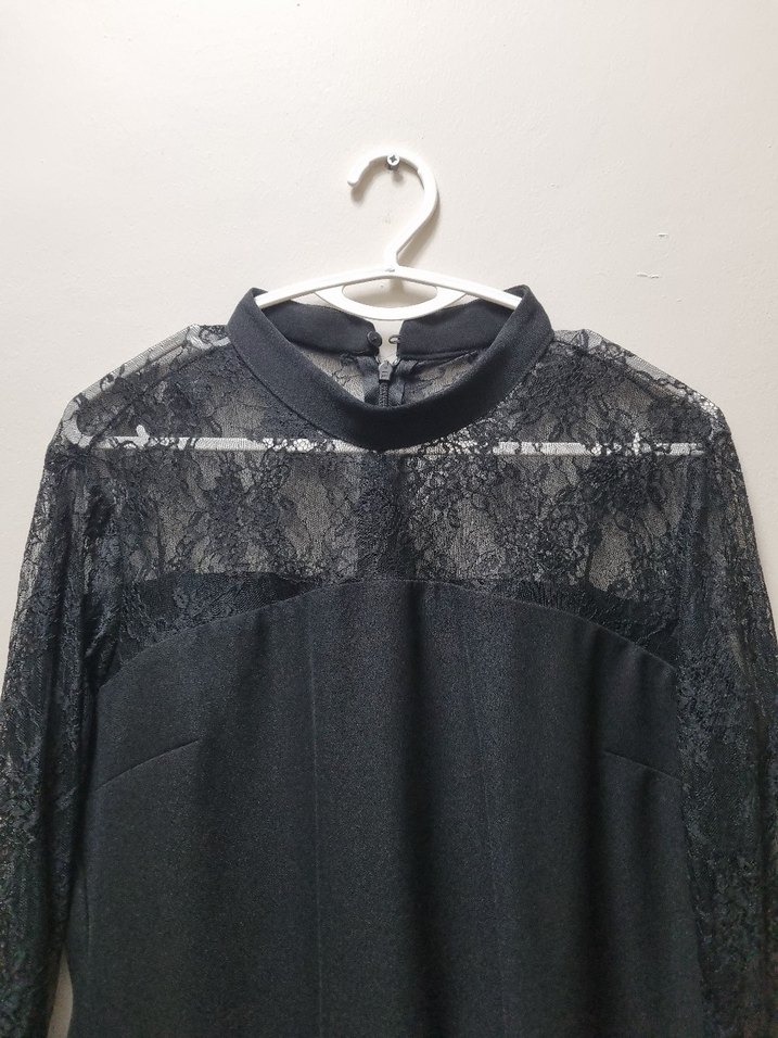 ADL marka dantel Detaylı Siyah Uzun Kollu Gotik Elbise - Görsel 3