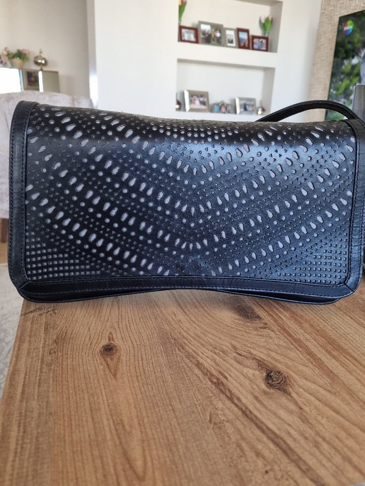 İnci marka Siyah hakiki  Deri Kadın Çanta - Görsel 2