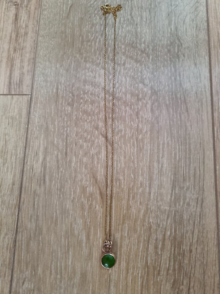 925 ayar yeşil taşlı sade kolye - Görsel 2