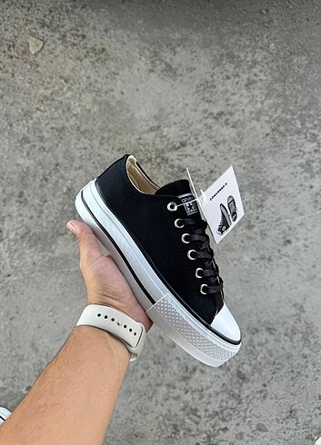 39 Beden siyah Renk Converse lift PLATFROM siyah Kutulu etiketli barkodlu QR kodu