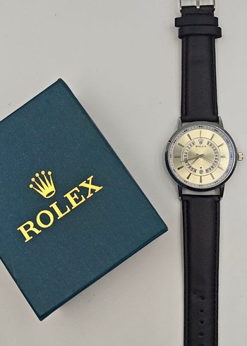 Rolex Siyah Deri Kordonlu Erkek Kol Saati - Görsel 3