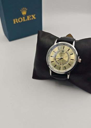 Rolex Siyah Deri Kordonlu Erkek Kol Saati - Görsel 2