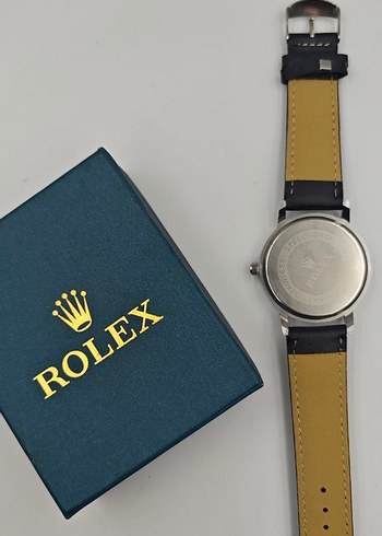 Rolex Siyah Deri Kordonlu Erkek Kol Saati - Görsel 4