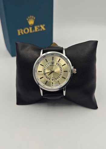 Rolex Siyah Deri Kordonlu Erkek Kol Saati - Görsel 5