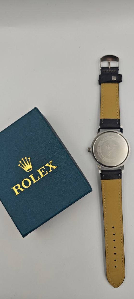 Rolex Siyah Deri Kordonlu Erkek Kol Saati - Görsel 4
