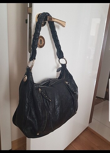 Tosca Blu Tosca Blu Parlak Siyah Gerçek Deri Çanta