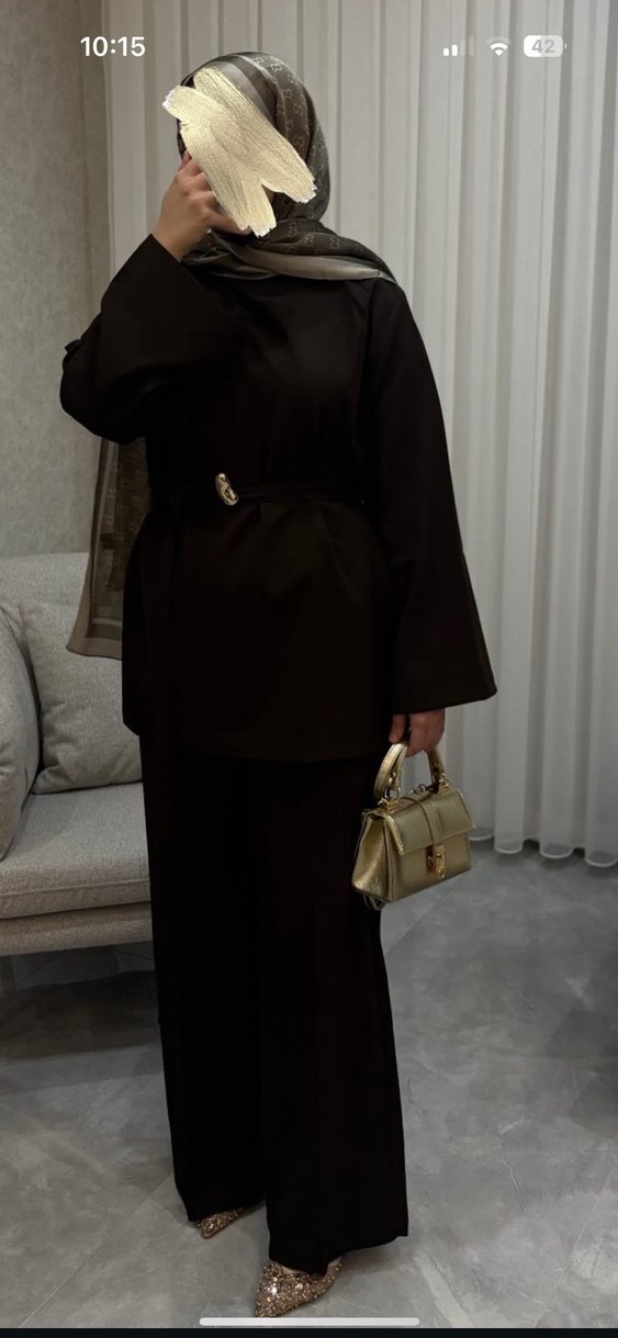 Kahverengi takım Double kumaş1ve2beden mevcut bdn için yazın - Görsel 2