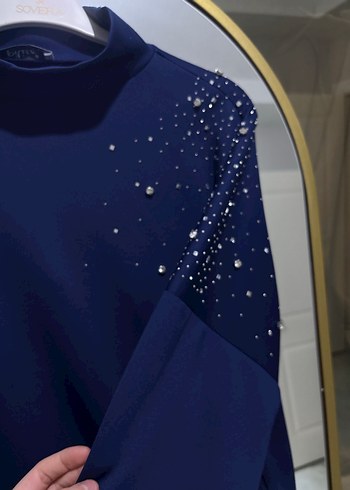 Mavi Payetli Boğazlı Kadın Tunik - Görsel 3