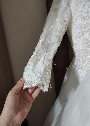 40 Beden beyaz Renk Uzun Kollu Vintage Prenses Gelinlik