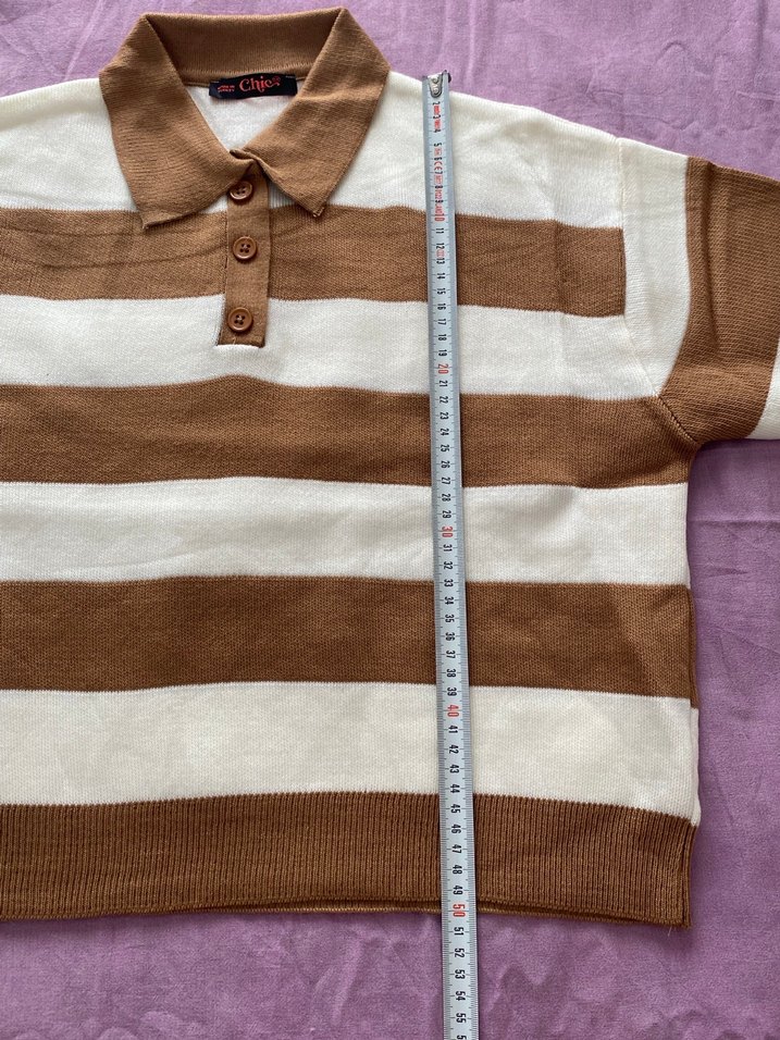 Uzun Kollu Kahverengi Çizgili Triko Kazak - Görsel 5