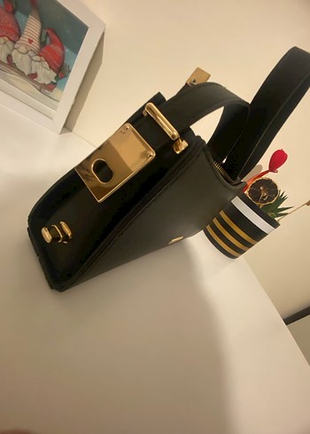 Siyah Deri Tokalı Kadın Çanta - Görsel 7