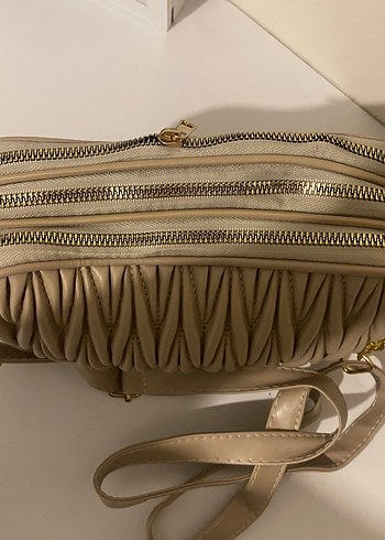 Bej Fermuarlı Kadın Çanta - Görsel 6