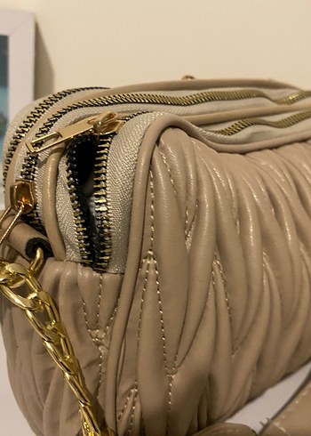 Bej Fermuarlı Kadın Çanta - Görsel 2