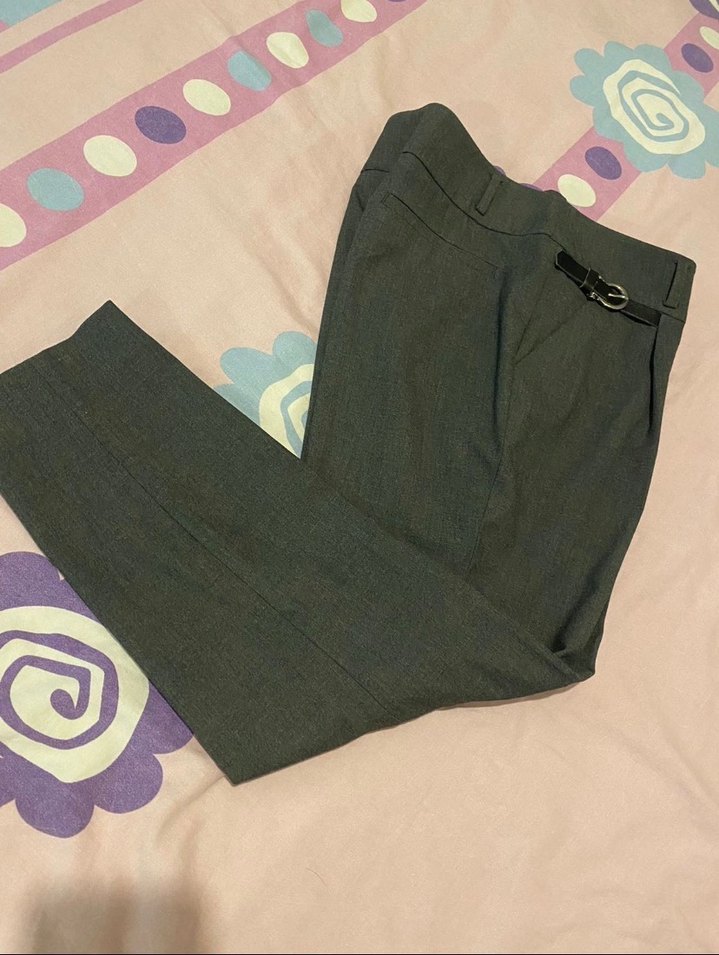 Kemer Detaylı Yeşil Kadın Kumaş Pantolon - Görsel 2