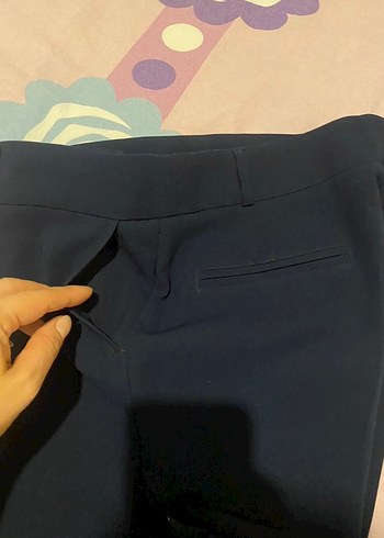 Düğmeli Lacivert Kadın Kumaş Pantolon - Görsel 5