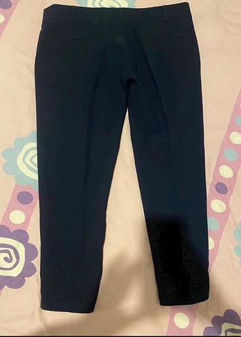 Düğmeli Lacivert Kadın Kumaş Pantolon - Görsel 3