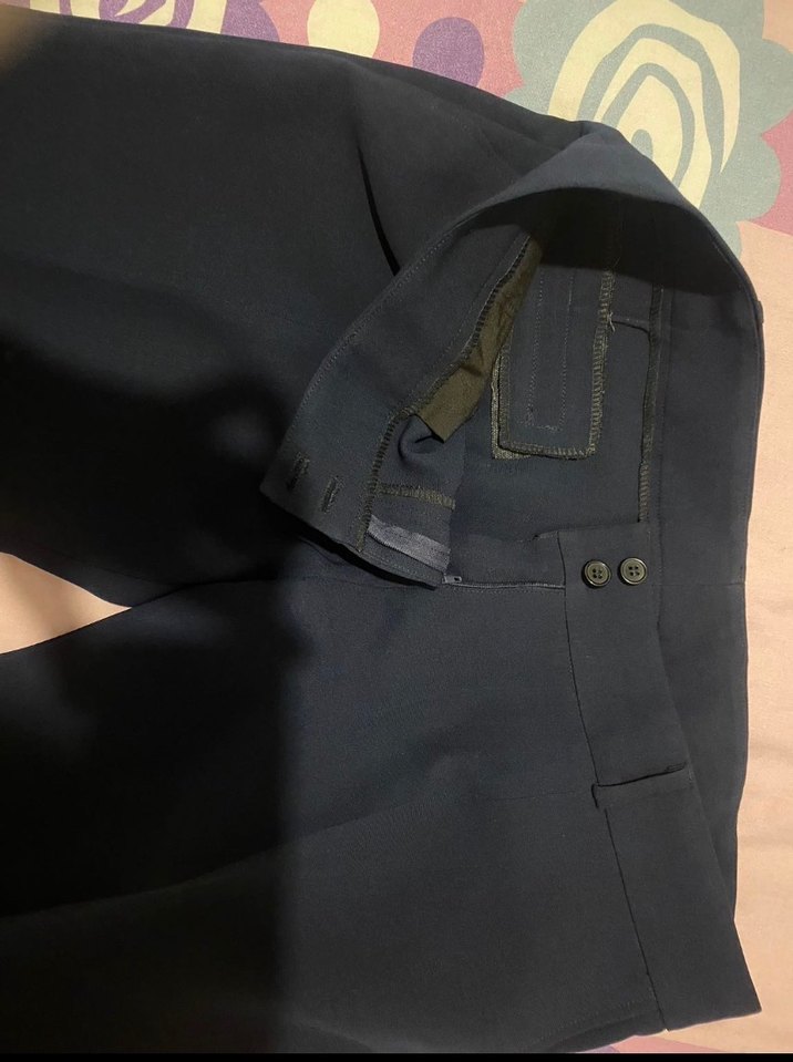 Düğmeli Lacivert Kadın Kumaş Pantolon - Görsel 2