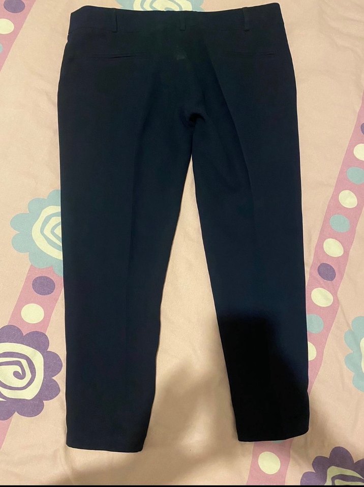 Düğmeli Lacivert Kadın Kumaş Pantolon - Görsel 3