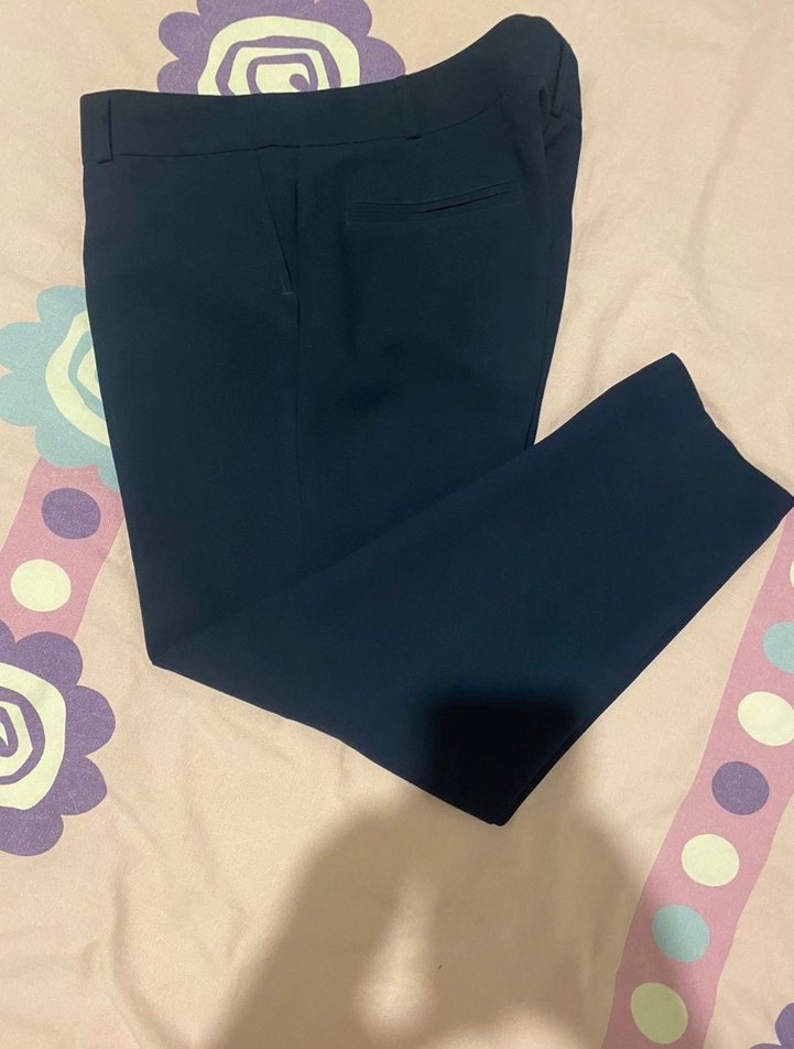 Düğmeli Lacivert Kadın Kumaş Pantolon - Görsel 4