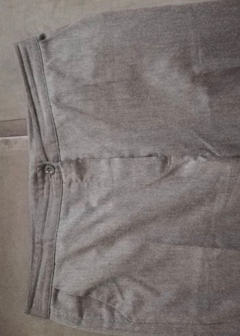 Gri  Keten Kumaş Klasik Kesim Pantolon - Görsel 6