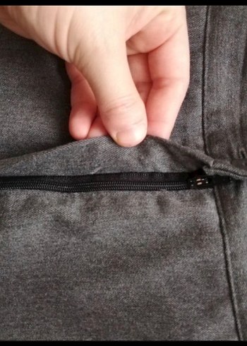 Gri  Keten Kumaş Klasik Kesim Pantolon - Görsel 2