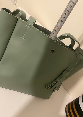 Beden haki Renk Püsküllü Khaki Deri Kadın Çanta