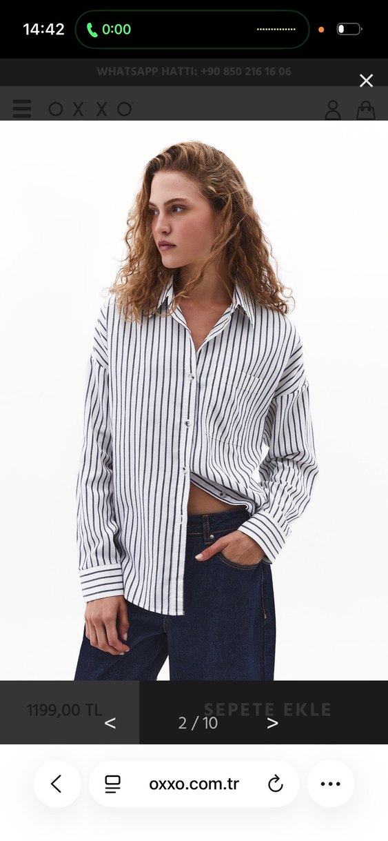 Çizgili Uzun Kollu Kadın Gömlek OXXO - Görsel 2