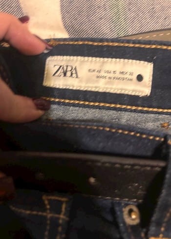 Zara Kadın Mavi Baskılı Dar Kesim Midi Kot Pantolon - Görsel 3