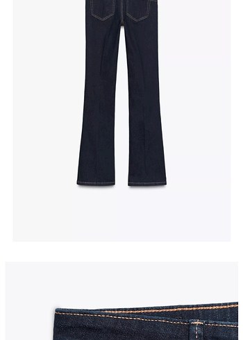 Zara Kadın Mavi Baskılı Dar Kesim Midi Kot Pantolon - Görsel 5