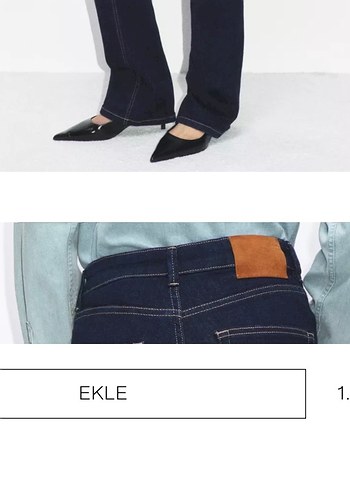 Zara Kadın Mavi Baskılı Dar Kesim Midi Kot Pantolon - Görsel 4