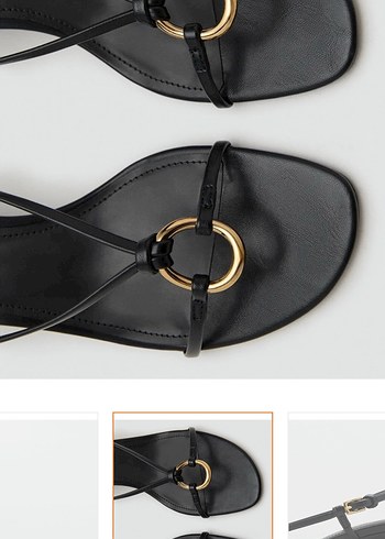 Siyah Deri Minimalist Topuklu Kadın Sandalet - Görsel 3