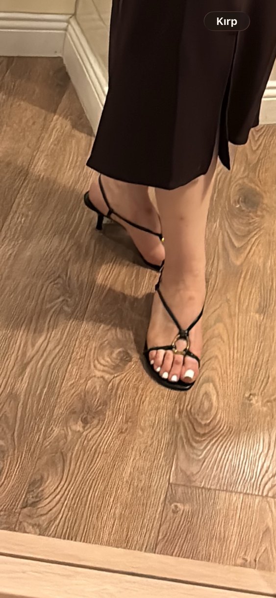 Siyah Deri Minimalist Topuklu Kadın Sandalet - Görsel 4