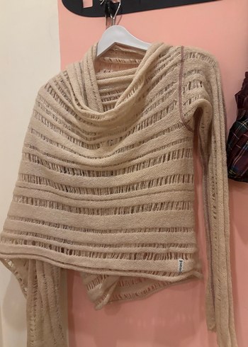 Bej Bohem Tarz Örgü Kadın Kazak - Görsel 4