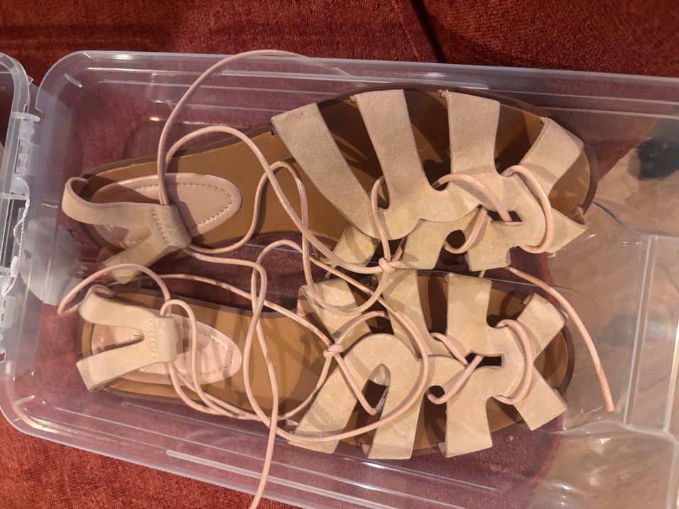 Bej Yılan Desenli Dolgu Topuklu Sandalet - Görsel 3