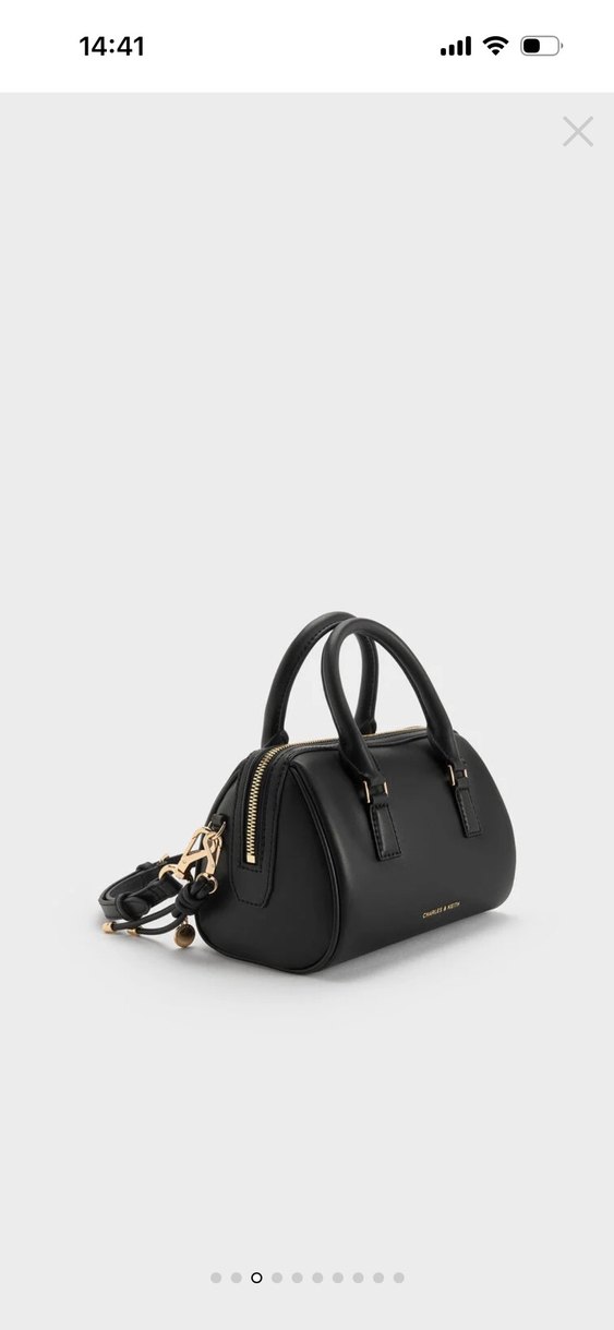 Charles & Keith Siyah Deri Bowling Çantası - Görsel 4