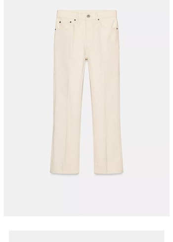 Beyaz Kadın Regular Fit Midi Pamuk Pantolon - Görsel 3