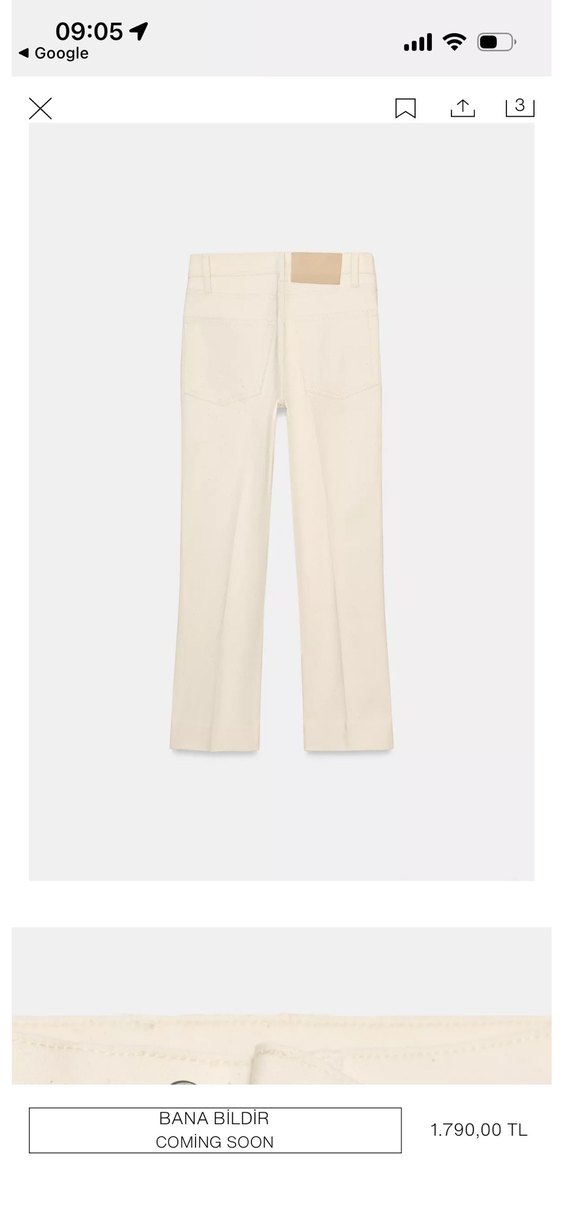 Beyaz Kadın Regular Fit Midi Pamuk Pantolon - Görsel 2