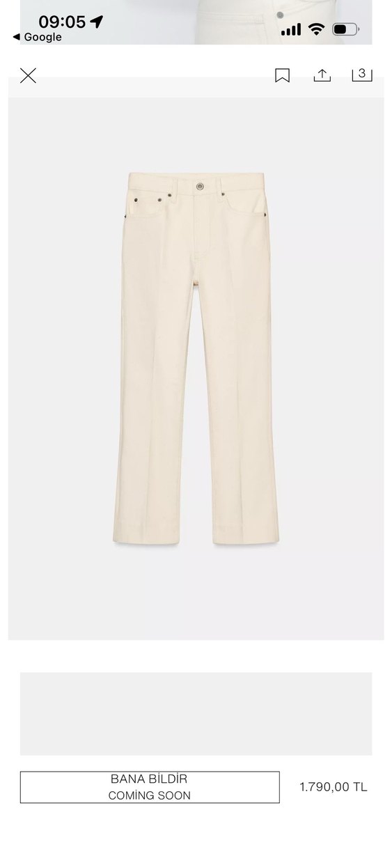 Beyaz Kadın Regular Fit Midi Pamuk Pantolon - Görsel 3