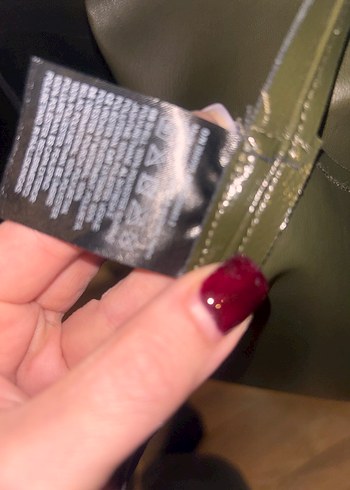 Düğmeli Haki Deri Kadın Ceket - Görsel 9